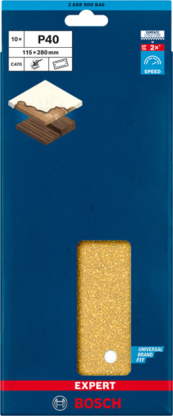 BOSCH EXPERT C470 Schleifblatt, 115x280mm, K40, 14 Löcher, 10-tlg.