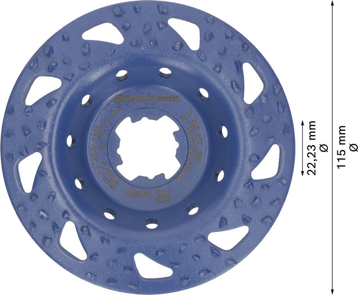 BOSCH EXPERT Multi Material Carbide-Topfscheibe grob, schräg, X-LOCK, 115 mm, 22,23 mm