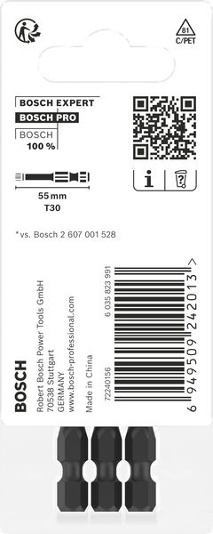 BOSCH PRO Torx Impact Bit, T40, 55 mm, 2-tlg. BOSCH PRO Torx Impact Bit, T40, 55 mm, 2-tlg.