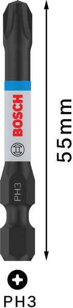 BOSCH PRO Phillips Impact Bit, PH3, 55 mm, 2-tlg. BOSCH PRO Phillips Impact Bit, PH3, 55 mm, 2-tlg.