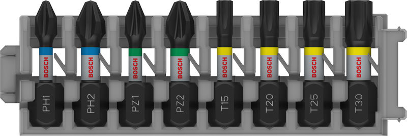 BOSCH PRO Impact Schrauberbit Set, PH1/PH2/PZ1/PZ2/T15/T20/T25/T30, 25 mm, 8-tlg.