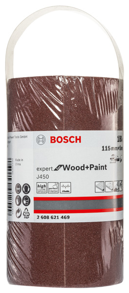 BOSCH Schleifblatt J450 Expert for Wood and Paint, 115 mm x 5 m, G180 BOSCH Schleifblatt J450 Expert for Wood and Paint, 115 mm x 5 m, G180