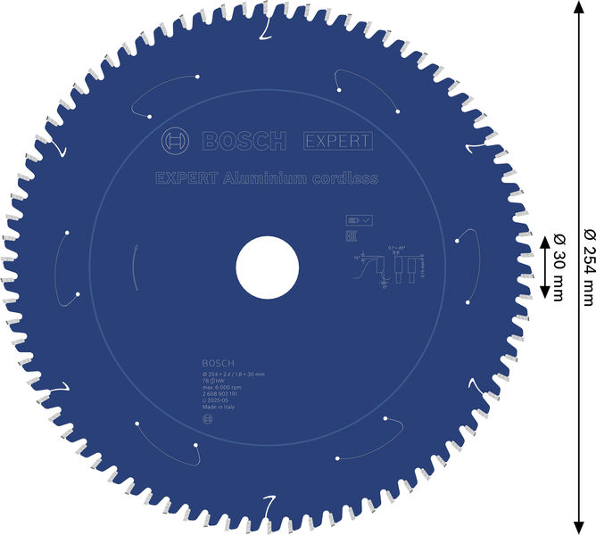 BOSCH EXPERT Aluminium Kreissägeblatt, 254x30 mm, Z78