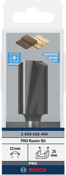 BOSCH PRO Nutfräser, zweischneidig, Ø 25 x L 40, Schaft 12 mm BOSCH PRO Nutfräser, zweischneidig, Ø 25 x L 40, Schaft 12 mm