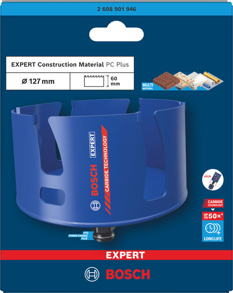 BOSCH EXPERT Construction Material Power Change Plus Lochsäge, 127 x 60 mm BOSCH EXPERT Construction Material Power Change Plus Lochsäge, 127 x 60 mm
