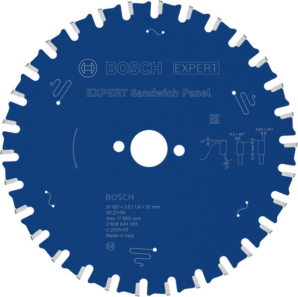BOSCH EXPERT Sandwich Panel Kreissägeblatt, 160x2/1,6x20 mm, Z30