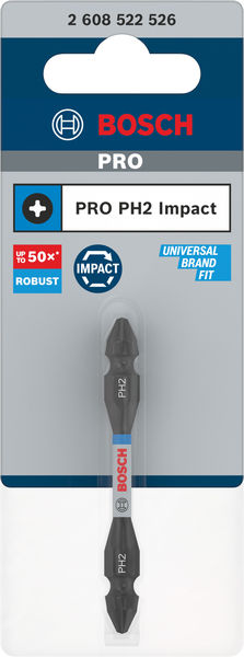 BOSCH PRO Impact Schrauberbit mit Doppelklingen u. Pick and Click-Einsätzen, PH2, 65mm