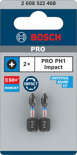 BOSCH PRO Phillips Impact Bit, PH1, 25 mm, 2-tlg.