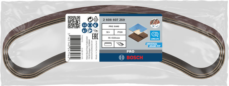 BOSCH 10tlg. Schleifband-Set X440 Korn 120