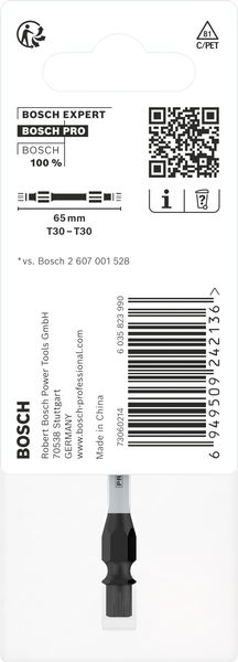 BOSCH PRO Impact Schrauberbit mit Doppelklingen und Pick and Click-Einsätzen, T30,65mm BOSCH PRO Impact Schrauberbit mit Doppelklingen und Pick and Click-Einsätzen, T30,65mm