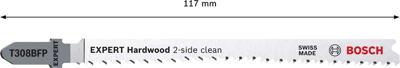BOSCH EXPERT Hardwood 2-side clean T308BFP Stichsägeblatt, 3-tlg. BOSCH EXPERT Hardwood 2-side clean T308BFP Stichsägeblatt, 3-tlg.