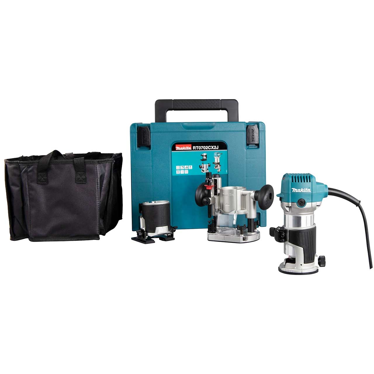 MAKITA Multifunktionsfräse RT0702CX2J 710 W inkl. Fräsmodule im MAKPAC MAKITA Multifunktionsfräse RT0702CX2J 710 W inkl. Fräsmodule im MAKPAC