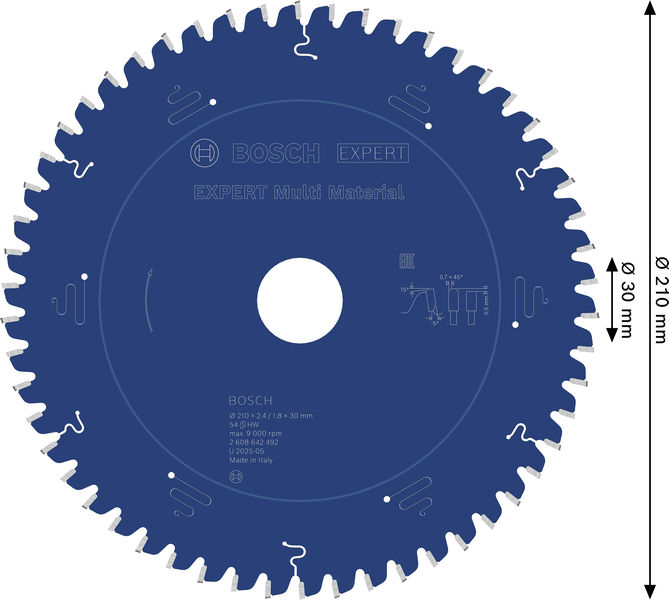 BOSCH EXPERT Multi Material Kreissägeblatt, 210x2,4/1,8x30mm, Z54 BOSCH EXPERT Multi Material Kreissägeblatt, 210x2,4/1,8x30mm, Z54