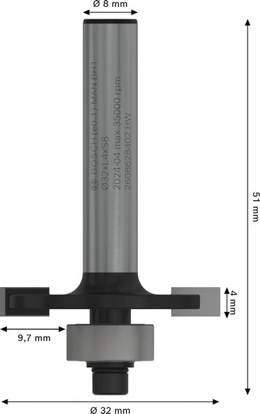 BOSCH PRO Nutfräser, L 4", Schaft 3 mm BOSCH PRO Nutfräser, L 4", Schaft 3 mm