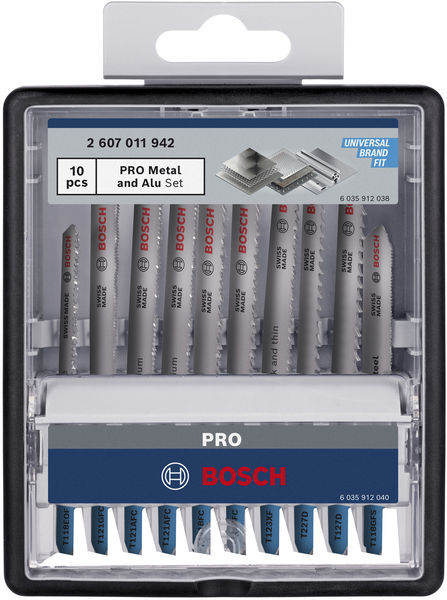 BOSCH PRO Metal and Alu Stichsägeblatt Set, 92 mm, 10-tlg.