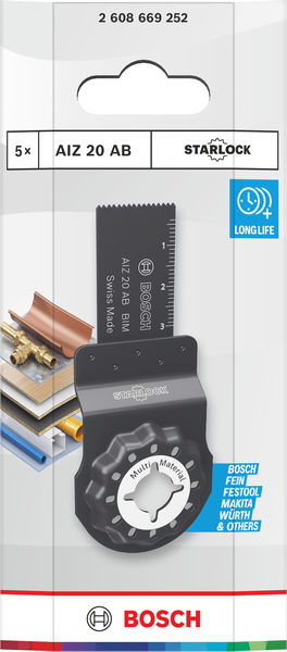 BOSCH AIZ 20 AB Multi Material Tauchsägeblatt, Starlock, 20 x 30 mm, 5-tlg. BOSCH AIZ 20 AB Multi Material Tauchsägeblatt, Starlock, 20 x 30 mm, 5-tlg.