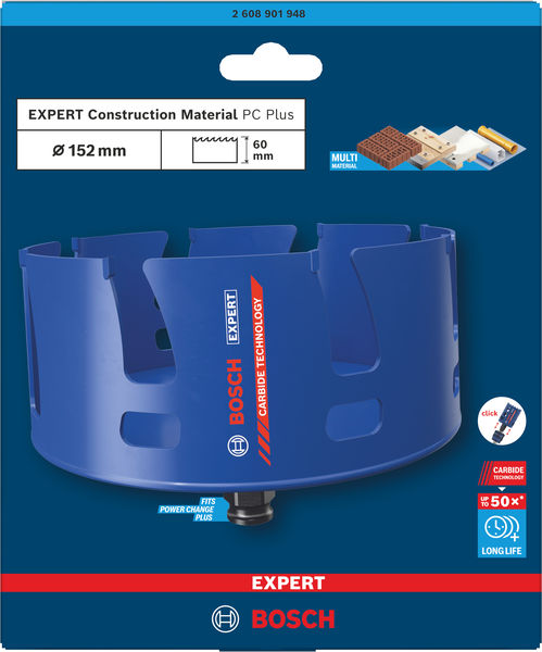BOSCH EXPERT Construction Material Power Change Plus Lochsäge, 152 x 60 mm