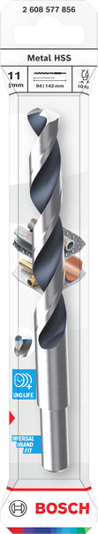 BOSCH Metal HSS Spiralbohrer, 11 x 94 x 142 mm, CYL Reduzierter Schaft BOSCH Metal HSS Spiralbohrer, 11 x 94 x 142 mm, CYL Reduzierter Schaft