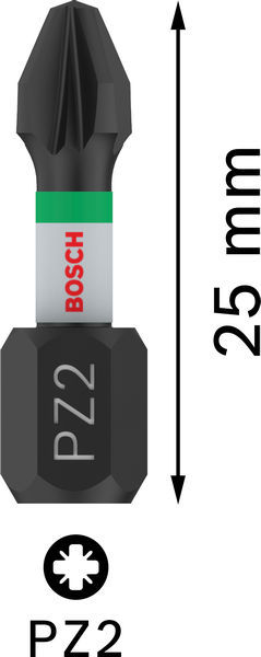 BOSCH PRO Pozidriv Impact Bit, PZ2, 25 mm, 2-tlg.