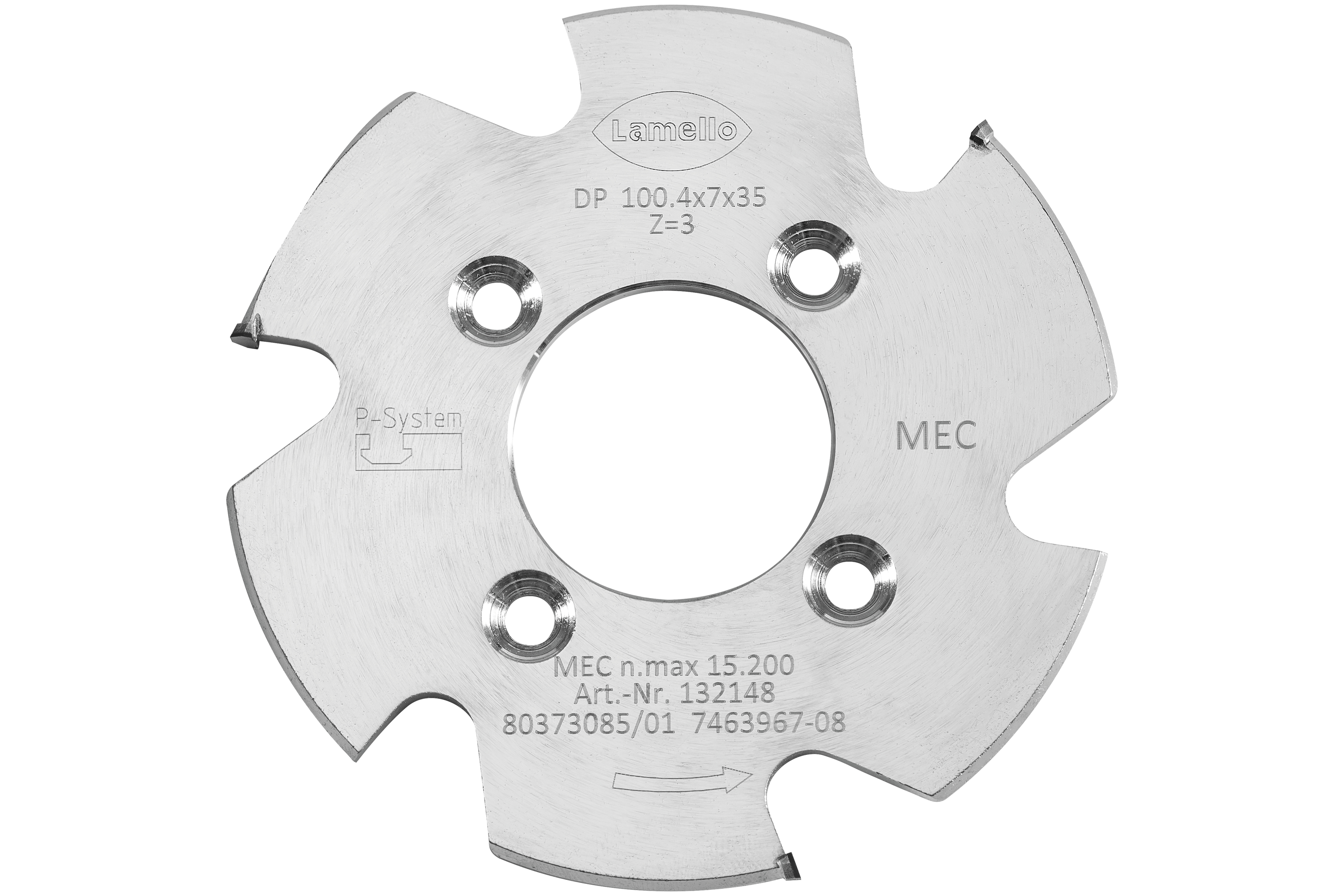 LAMELLO P-System Nutfräser CNC, DP, Ø100.4x7xØ35 mm, Z3, NL 4xØ5.5xØ50 mm
