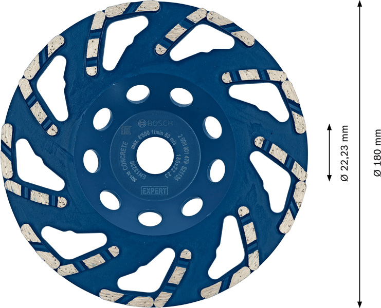 BOSCH EXPERT Concrete Diamanttopfscheibe, 180 x 22,23 x 4,5 mm