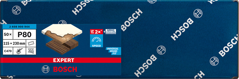 BOSCH EXPERT C470 Schleifblatt, 115x230mm, K80, 14 Löcher, 50-tlg. BOSCH EXPERT C470 Schleifblatt, 115x230mm, K80, 14 Löcher, 50-tlg.