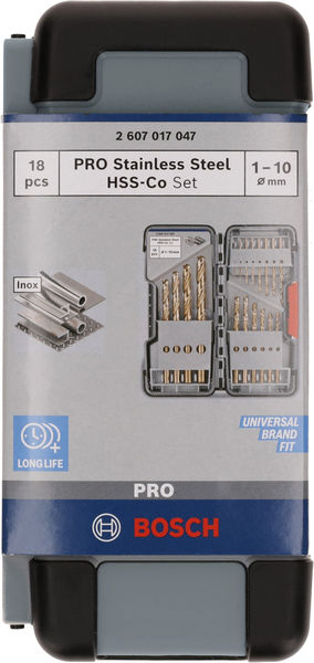 BOSCH PRO Stainless Steel HSS-Co Spiralbohrer-Set, 18-tlg. BOSCH PRO Stainless Steel HSS-Co Spiralbohrer-Set, 18-tlg.