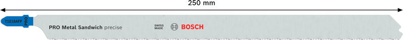 BOSCH PRO Metal Sandwich T1018AFP Stichsägeblatt, 250 mm, 5-tlg.