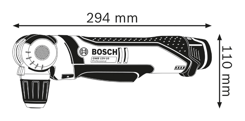 BOSCH Winkelbohrmaschine GWB 12V-10 in L-BOXX mit 2x 2,0Ah-Li-Ion-Akku