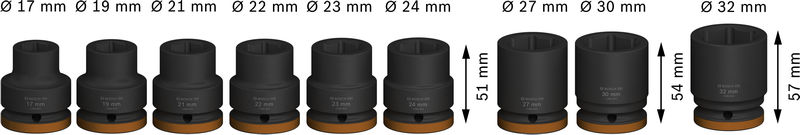BOSCH PRO Impact Steckschlüsselsatz Set, 3/4", Standard, 9-tlg.
