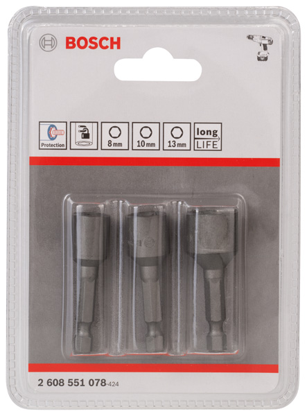 BOSCH 3-tlg. Steckschlüsselpack, 8/10/13 mm