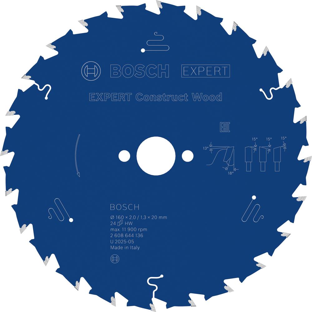 BOSCH EXPERT Construct Wood Kreissägeblatt, 160x2/1,3x20 mm, Z24