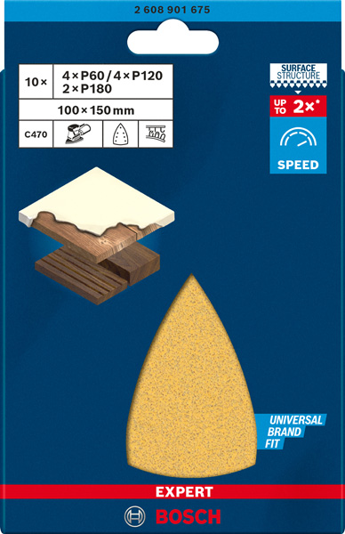 BOSCH EXPERT C470 Schleifblatt Set, 100x150mm, K60-180, 7 Löcher, 10-tlg. BOSCH EXPERT C470 Schleifblatt Set, 100x150mm, K60-180, 7 Löcher, 10-tlg.