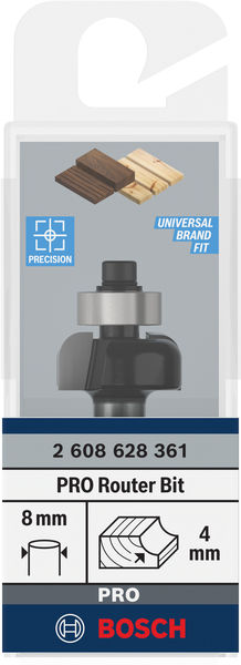 BOSCH PRO Hohlkehlfräser, R 4, Schaft 8 mm