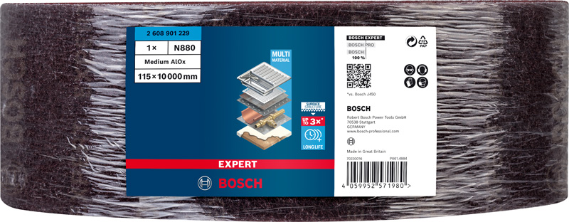 BOSCH EXPERT N880 Vliesrolle, 115x10mm, Mittleres AlOx BOSCH EXPERT N880 Vliesrolle, 115x10mm, Mittleres AlOx