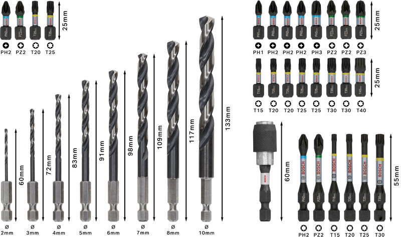 BOSCH PRO Impact Schrauberbits und Metallbohrer Set, 35-tlg.