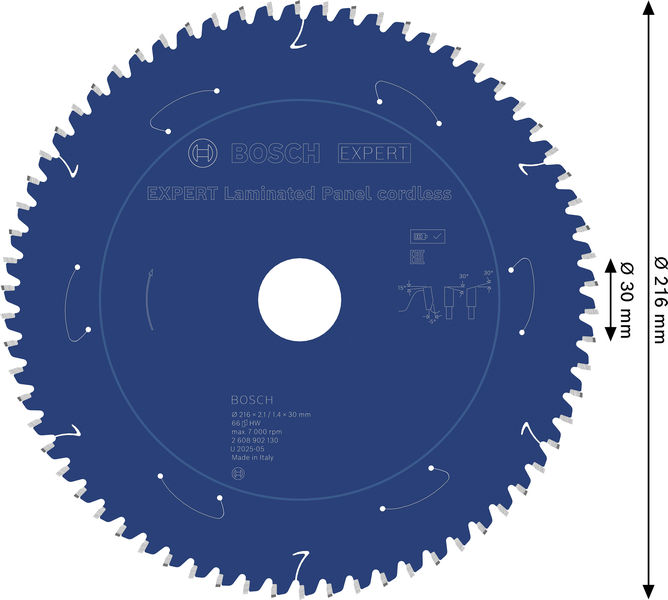 BOSCH EXPERT Laminated Panel Kreissägeblatt, 216x2,1x30 mm, Z66 BOSCH EXPERT Laminated Panel Kreissägeblatt, 216x2,1x30 mm, Z66