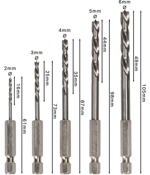 BOSCH PRO Wood HSS Holzspiralbohrer Set. 5-tlg.