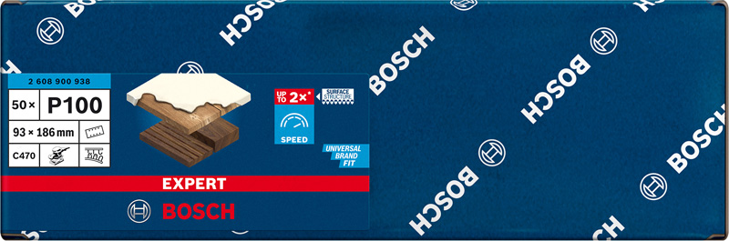 BOSCH EXPERT C470 Schleifblatt, 93x186mm, K100, 8 Löcher, 50-tlg.