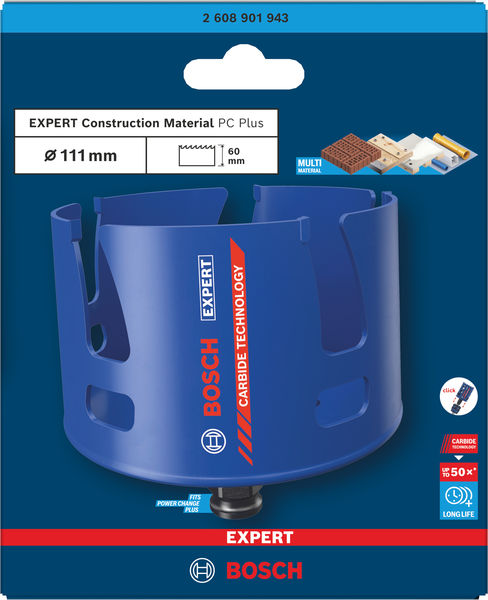 BOSCH EXPERT Construction Material Power Change Plus Lochsäge, 111 x 60 mm