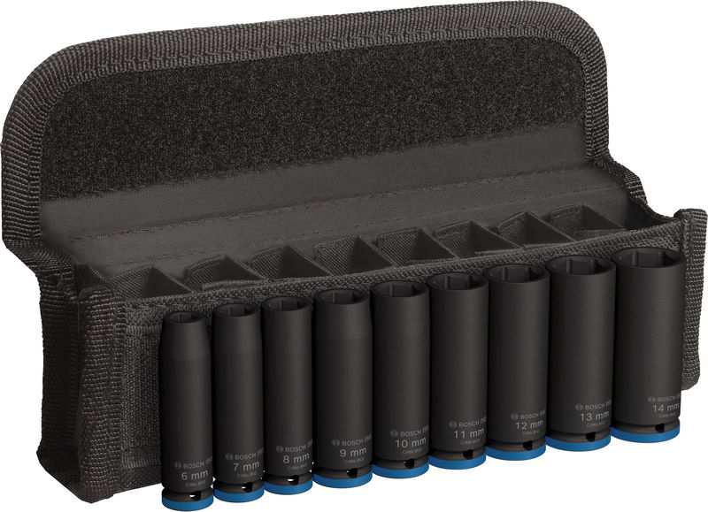 BOSCH PRO Impact Steckschlüsselsatz Set, 1/4", tief, 9-tlg.