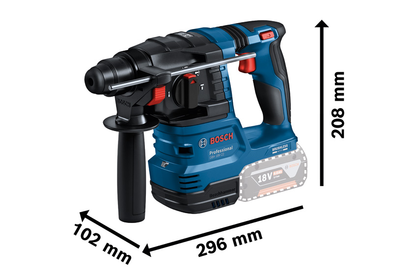 BOSCH Akku-Bohrhammer mit SDS plus GBH 18V-22, 2 x Akku GBA 18V 4.0Ah in L-BOXX 136