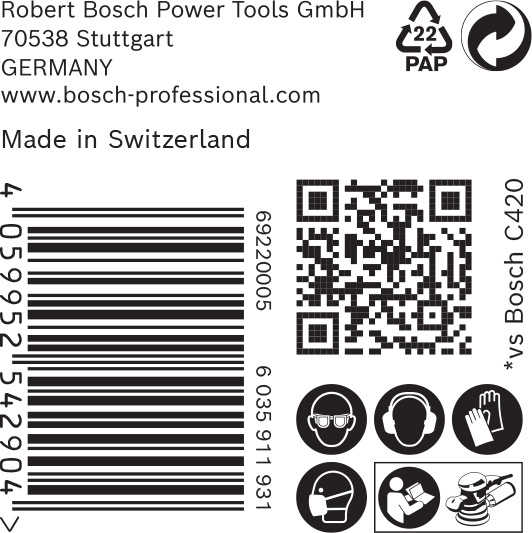 BOSCH EXPERT C470 Schleifblatt, 125mm, K60, keine Löcher, 50-tlg.
