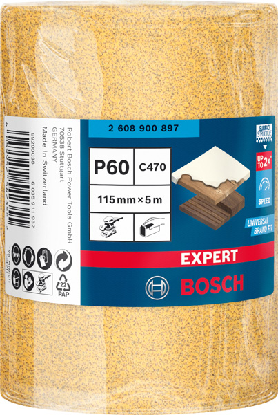 BOSCH EXPERT C470 Schleifband, 115mmx5m, K60, keine Löcher BOSCH EXPERT C470 Schleifband, 115mmx5m, K60, keine Löcher
