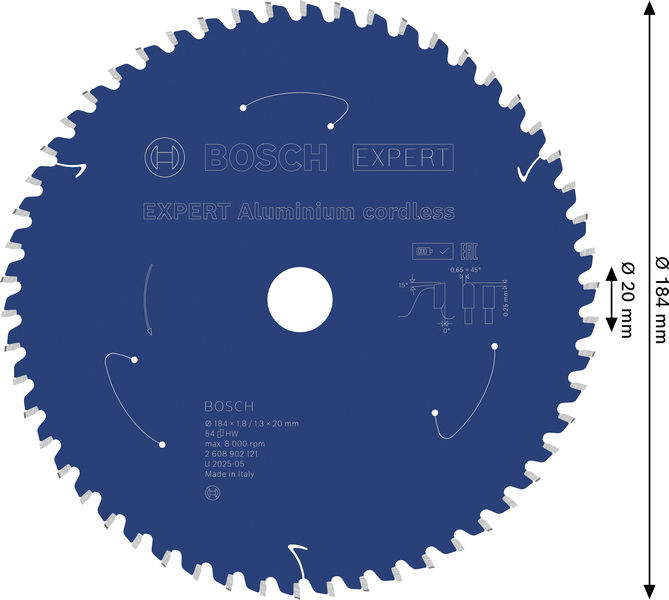BOSCH EXPERT Aluminium Kreissägeblatt, 184x20 mm, Z54