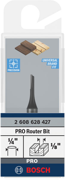 BOSCH PRO Nutfräser, einschneidig, Ø 1/8" x L 19/64", Schaft 1/4" BOSCH PRO Nutfräser, einschneidig, Ø 1/8" x L 19/64", Schaft 1/4"