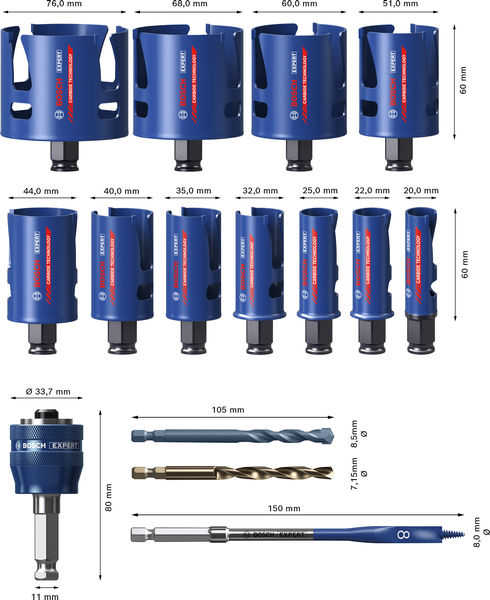 BOSCH EXPERT Construction Material Power Change Plus-Lochsägen-Set, 15-tlg. BOSCH EXPERT Construction Material Power Change Plus-Lochsägen-Set, 15-tlg.