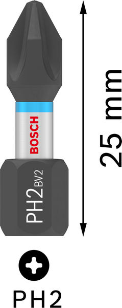 BOSCH PRO Phillips Impact Bit, PH2, 25 mm, Display, 10 x 25-tlg