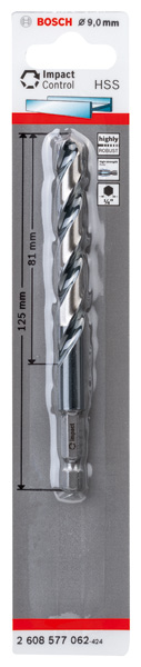BOSCH HSS Spiralbohrer mit Sechskantschaft 9,0 mm