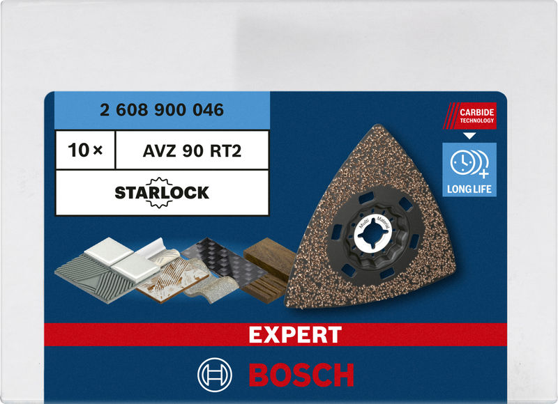BOSCH EXPERT AVZ 90 RT2 Schleifplatte für Multifunktionswerkzeuge, 90 mm, 10-tlg.